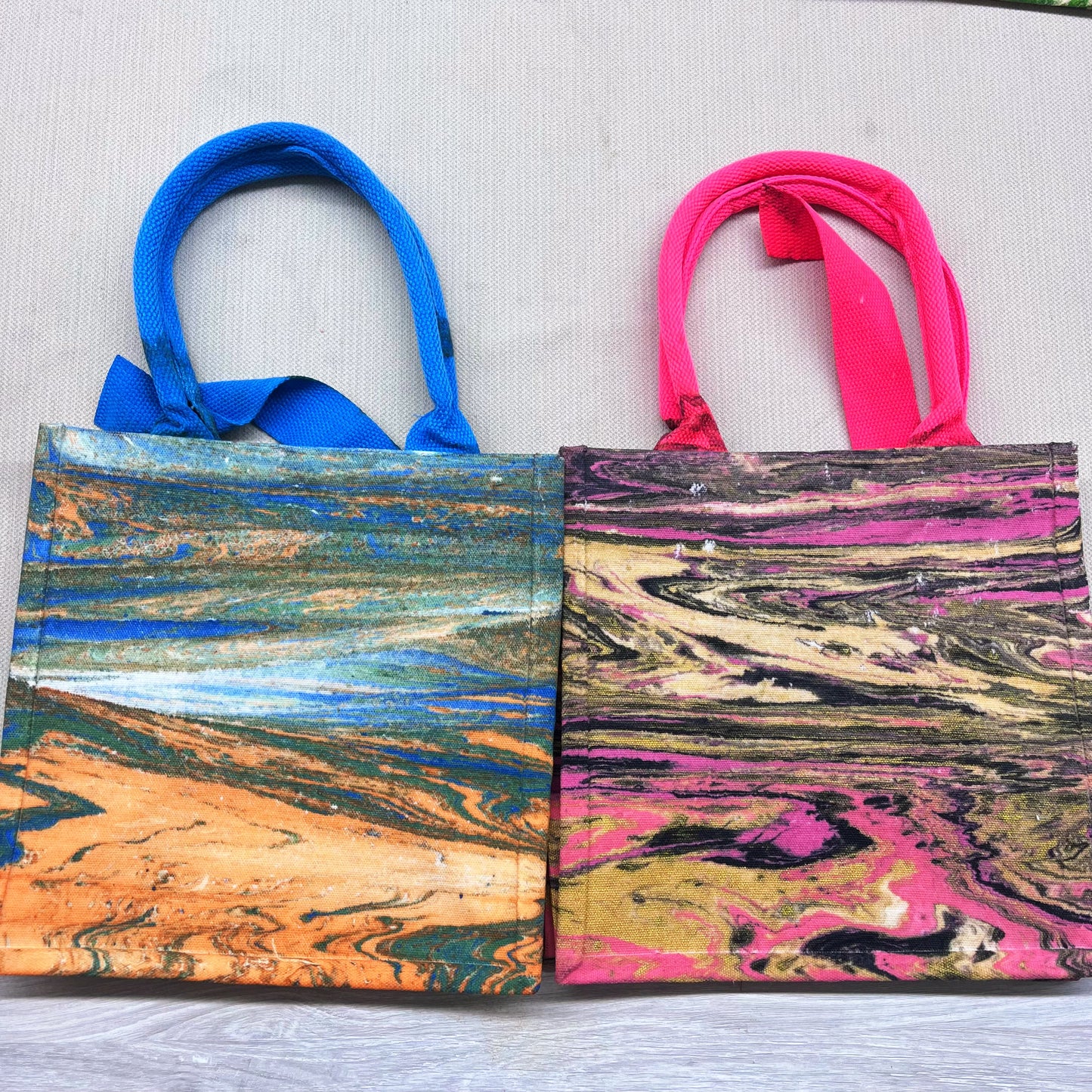 Painted canvas bags